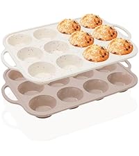 Vinino Silicone Mini Fluted Tube Cake Pans with Metal Reinforced Frame, 12-Cavity Mini Flan Molds, Non-stick Cupcakes Pans for Baking, Donuts, Muffins, Cornbread, Brownies, Jellies