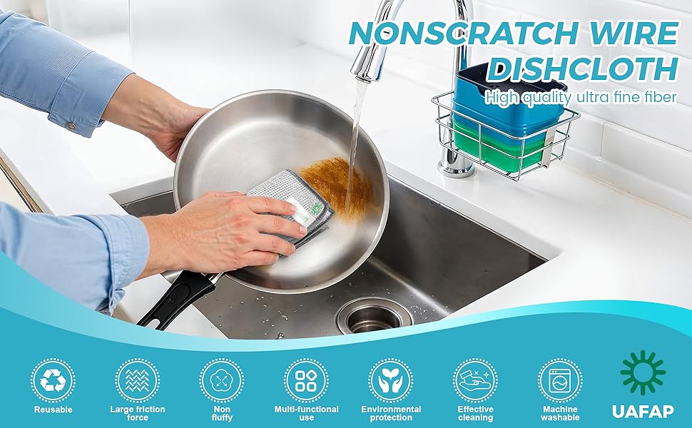 12 PCS Non Scratch Wire Dishcloth, Cleans Fast Without Scratching, Stands Up to Stuck-on Grime, Multi-Surface Safe, Wire Dishwashing Rag Cleaning Power for Everyday Jobs 7.87“ x 7.87”