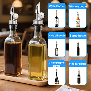 12PCS Weighted Liquor Pour Spout, Stainless Steel Liquor Bottle Pourers, Auto Flip Olive Oil Spout Bottle Pourers for Wine Syrup Vinegar Home Bar Accessories