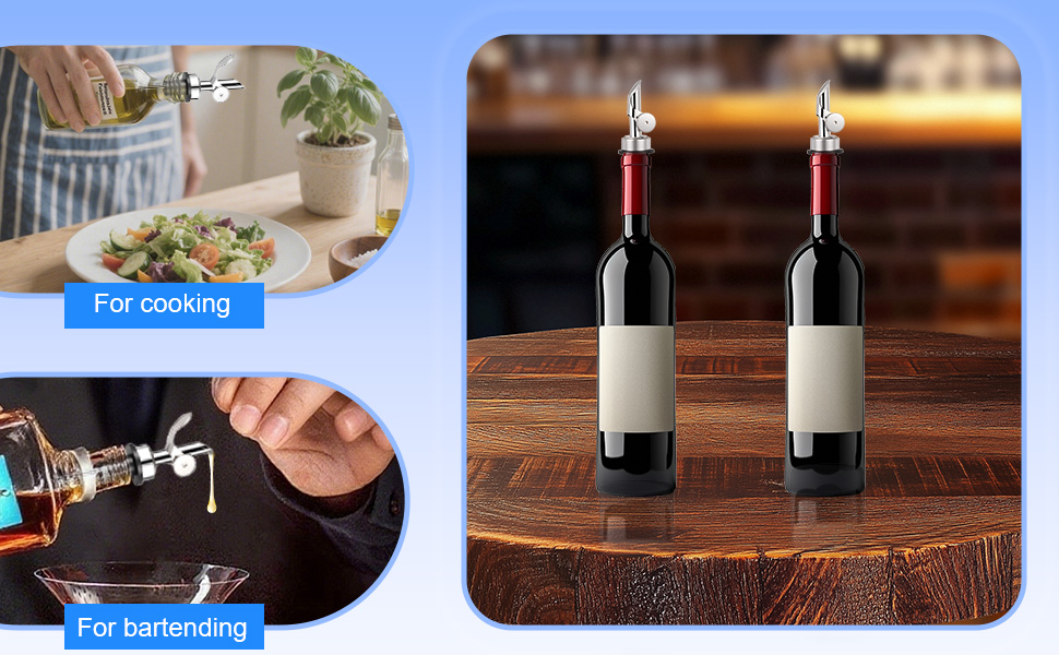 12PCS Weighted Liquor Pour Spout, Stainless Steel Liquor Bottle Pourers, Auto Flip Olive Oil Spout Bottle Pourers for Wine Syrup Vinegar Home Bar Accessories