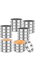 24 Pack 4 Inch Cookie Rings for Baking, Stainless Steel English Muffin Rings Double Rolled, Round Metal Cooking Pastry Ring Baking Molds for Cookies Dessert Crumpets Baking Food Making Tool (4 inch)