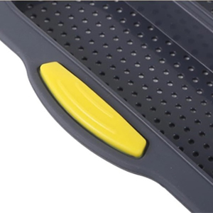 Hamburger Bun Pan and Baguette Pan With Spatula Brush, Silicone Hamburger Bun Pans for Baking, Nonstick French Bread Baking Pan for Baking Homemade Bread (Black)