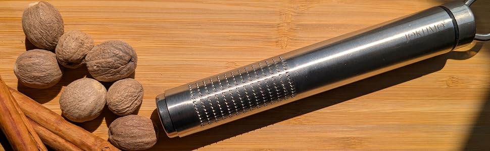 Nutmeg Grater with Silicone Brush & Storage - 18/10 Stainless Steel, Compact Spice & Nut Grinder Tool for Fresh Nutmeg Powder