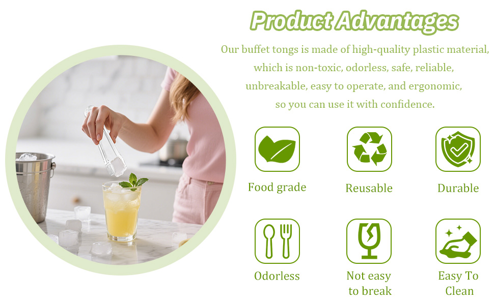 8 PCS Plastic Serving Tongs, 6.3 Inches Disposable Clear Tongs, Kitchen Small Serving Utensil Tongs for Party Catering Buffet Bakery Salad Cookies Ice