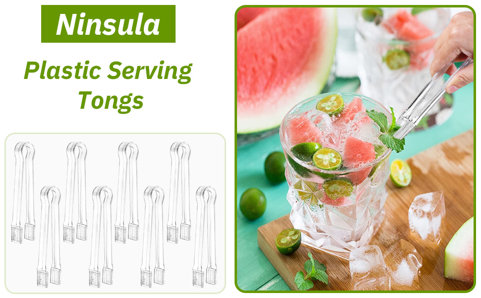 8 PCS Plastic Serving Tongs, 6.3 Inches Disposable Clear Tongs, Kitchen Small Serving Utensil Tongs for Party Catering Buffet Bakery Salad Cookies Ice