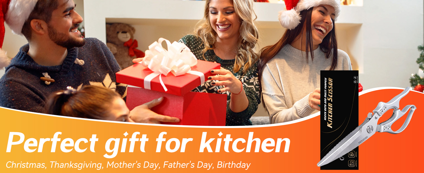 MDHAND Heavy Duty Poultry Shears, Kitchen Food Scissors All Purpose for Meat Cutting, Chicken Fish Fruit Vegetables, Dishwasher Safe Kitchen Shears with Anti-Slip Handle & Safety Lock, Spring Loaded