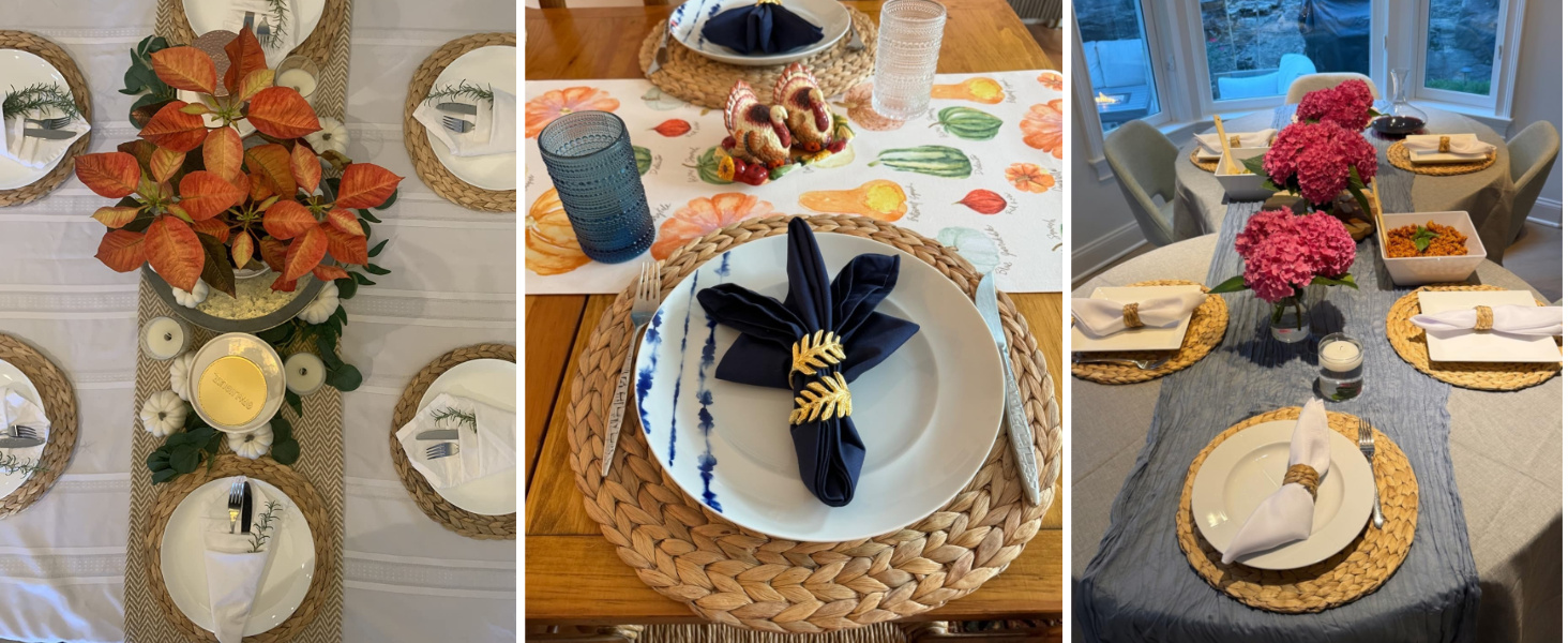 Round Woven Placemats Set of 2, Natural Wicker Place mats, Boho Farmhouse Rustic Plate Chargers, Rattan Table Mats for Dining Table, Fall, Halloween, Thanksgiving, Christmas Decor (13 inch)