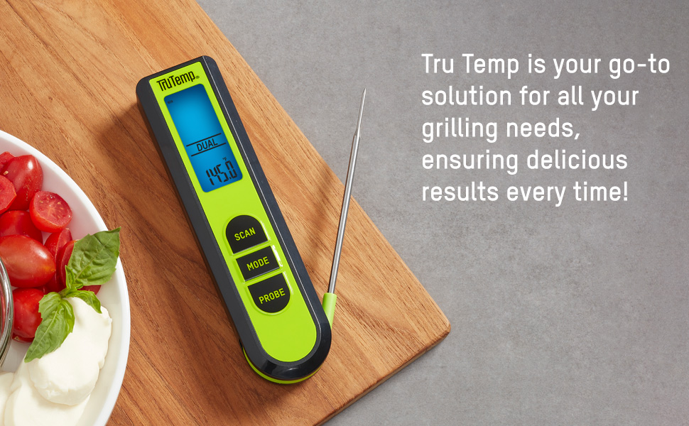 Taylor TruTemp Dual Instant Read Infrared Meat and Food Thermometer, Digital for Cooking, IPX5 Splash Proof Design, Plus Meat Probe for BBQ, Kitchen, Smoker, and Grilling, Green