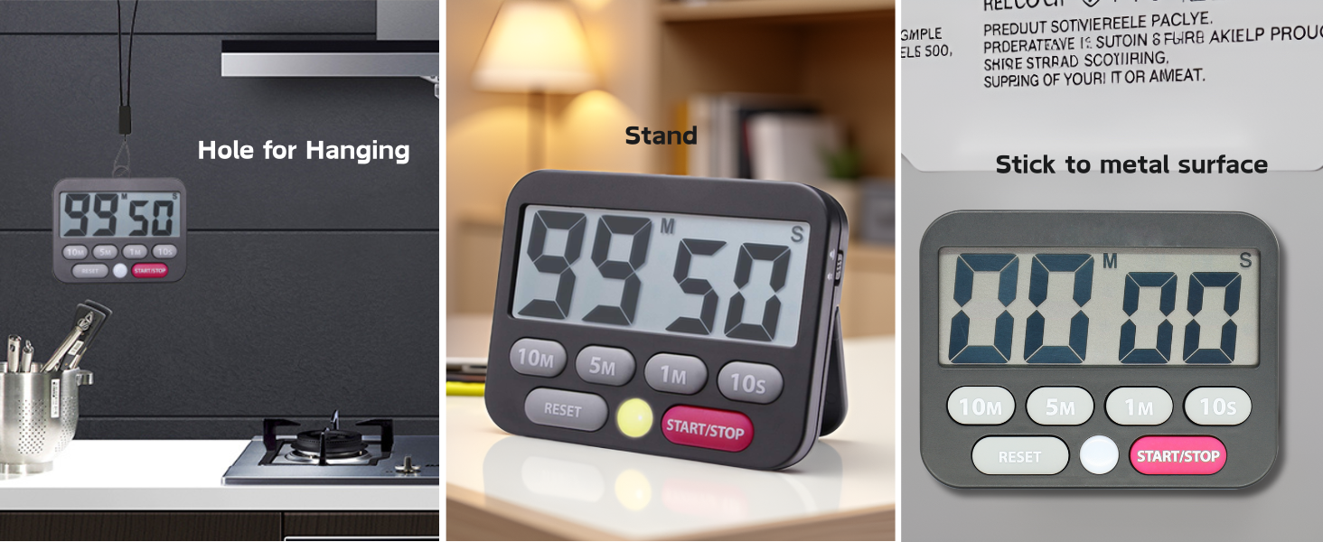 Searon Digital Kitchen Timer, Magnetic, LED Alert, Kickstand for Cooking Classroom Homework Fitness