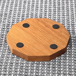 Wood Coasters for Drinks Absorbent with Lip, 4.3 Inch Acacia Wood Grey Felt Coaster with Holder for Wooden Coffee Table for Cups, Mugs, and Glasses - Set of 6