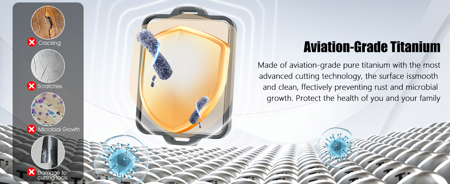 Titanium Cutting Board for Kitchen, Double Sided Pure Titanium and Wood Fiber Cutting Board with Juice Groove, Food Grade Material, for Chopping Meat/Vegetables/Fruit Dishwasher Safe 16"×11"