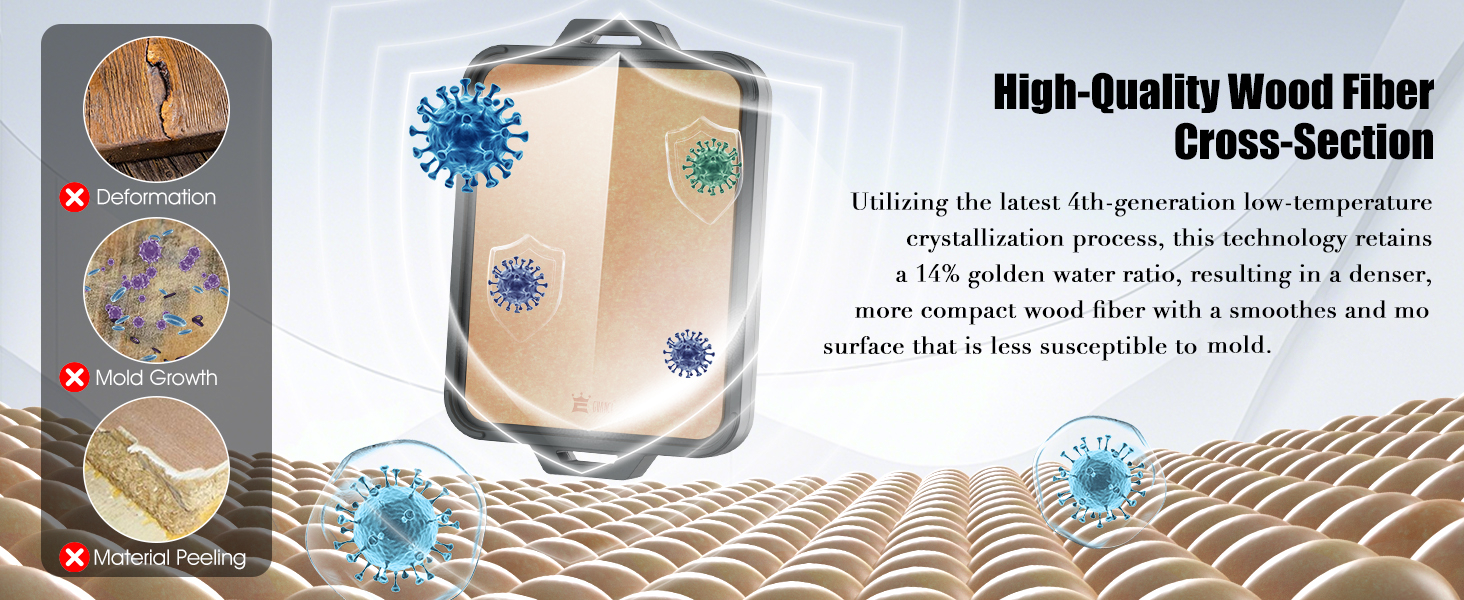 Titanium Cutting Board for Kitchen, Double Sided Pure Titanium and Wood Fiber Cutting Board with Juice Groove, Food Grade Material, for Chopping Meat/Vegetables/Fruit Dishwasher Safe 16"×11"