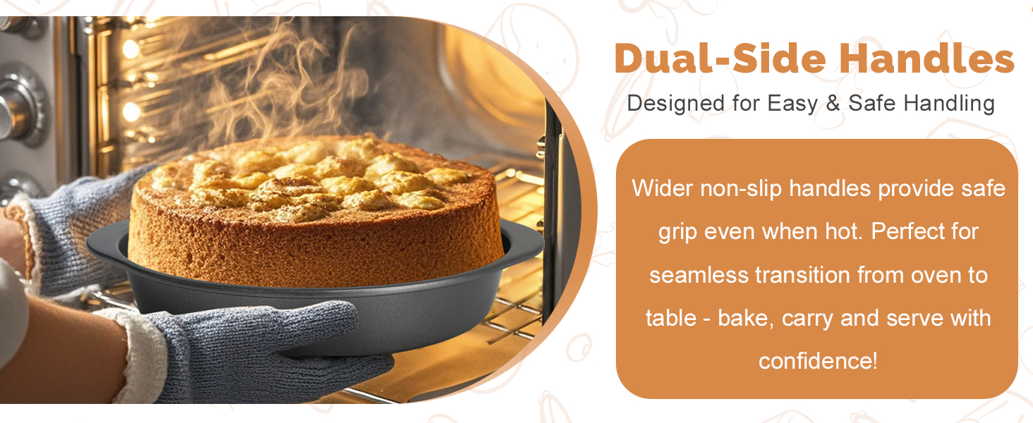 BEWOS 9 Inch Cake Pan Set - 100 Pcs Parchment Paper With 3 Pcs Carbon Steel Round Cake Pans, Nonstick Baking Pans Set With Handle, Dishwasher Safe