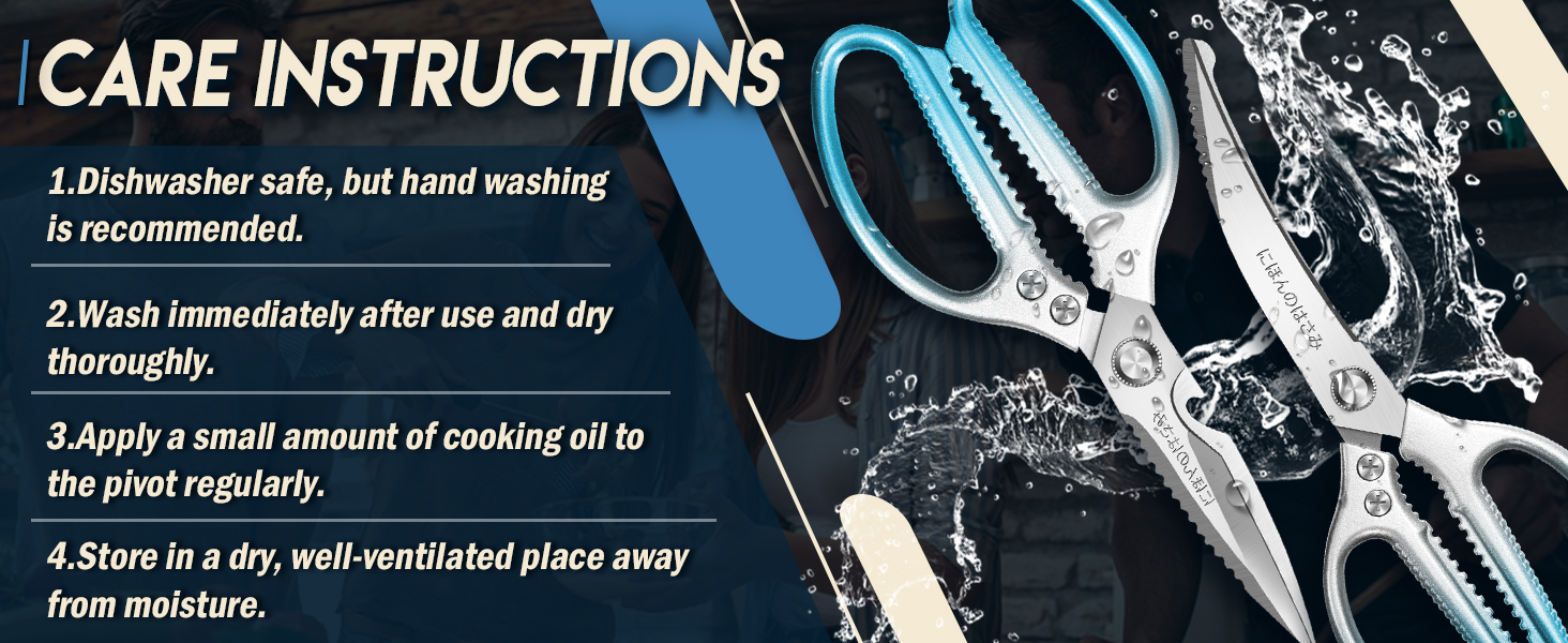 TIJERAS Kitchen Scissors Set Blue - Stainless Steel Kitchen Shear, Sharp Meat Scissors Dishwasher Safe, Heavy Duty Poultry Shears, Japanese Cooking Scissor for Food, Chicken,Turkey, Christmas Gifts