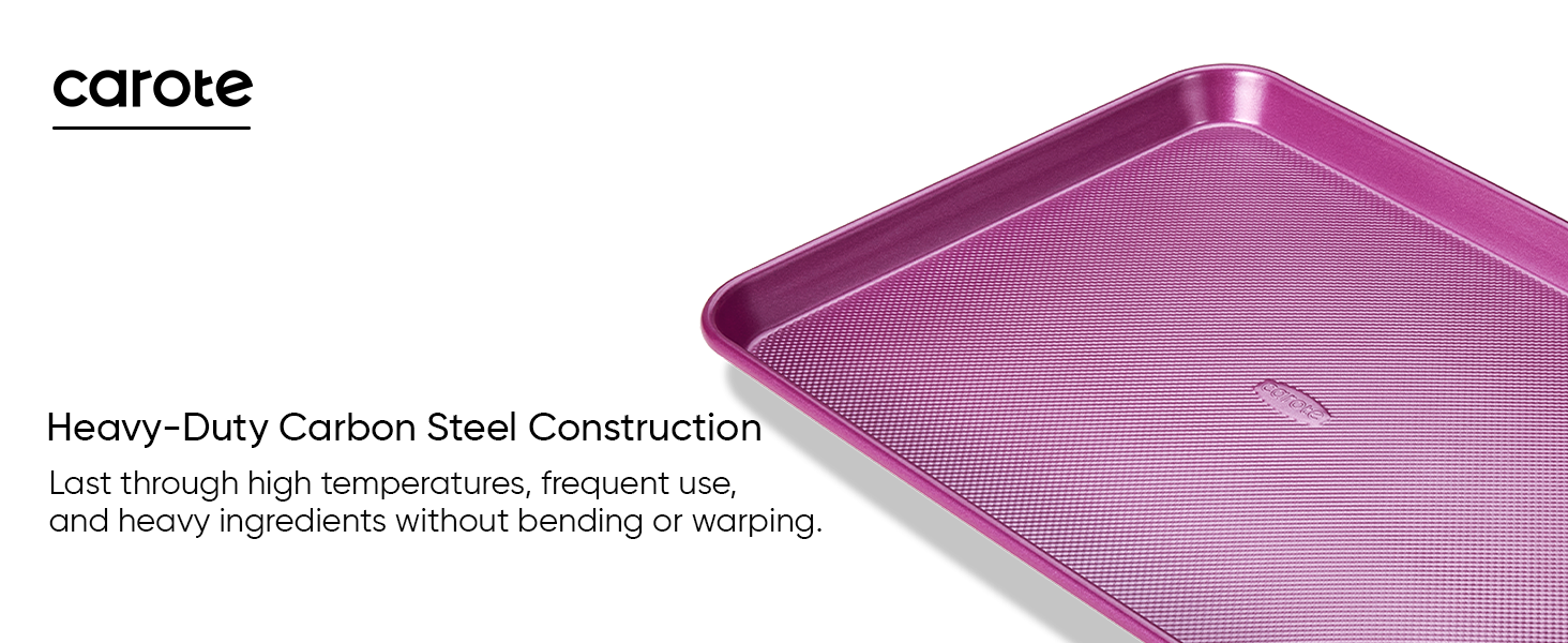 CAROTE 3-Piece Baking Pan Set - Bakeware Set, Baking Sheet Set Including 13 Inch 15 Inch 17 Inch Sheet Pan, Cookie Sheet for Baking, Royal Violet