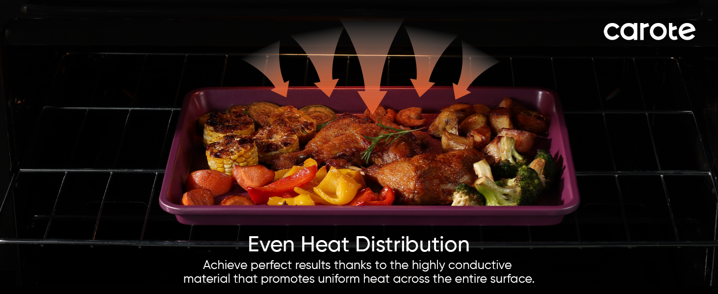 CAROTE 3-Piece Baking Pan Set - Bakeware Set, Baking Sheet Set Including 13 Inch 15 Inch 17 Inch Sheet Pan, Cookie Sheet for Baking, Royal Violet