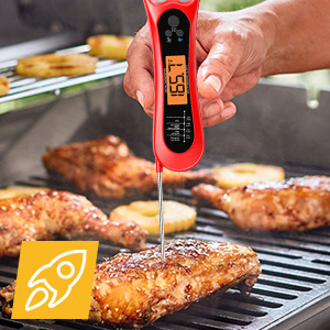Meat Thermometer Digital, Instant Read Meat Thermometer for Grill and Cooking, with Bottle Opener, Backlight & Calibration Food Thermometer, Kitchen Gadgets for BBQ, Turkey, Candy, Liquids