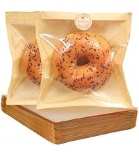 SUREHOME Cookie Bags Small Brown Paper Bags with Window 100 Pcs Thank You Stickers 5.7 x 6.5 Inch Individual Heat Sealable Kraft Bakery Bags for Gift Giving, Treats, Snacks, Baked Goods Packaging