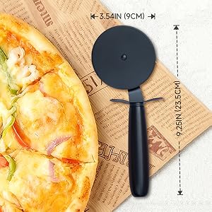 Pizza Cutter and Server Set - 9.25 Inch Sharp Stainless Steel Blade (430) with Finger Guard & Non-Slip Handle - Dishwasher Safe Pizza Slicer for Crusts and Pies