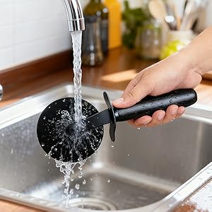 Pizza Cutter and Server Set - 9.25 Inch Sharp Stainless Steel Blade (430) with Finger Guard & Non-Slip Handle - Dishwasher Safe Pizza Slicer for Crusts and Pies