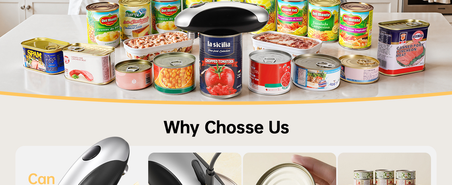 Rechargeable Electric Can Opener - Smooth Edge, One-Touch Automatic Can Opener for Seniors & Arthritis, Hands-Free Can Openers for Kitchen, Type-C Fast Charge, Compact Portable Can Openers