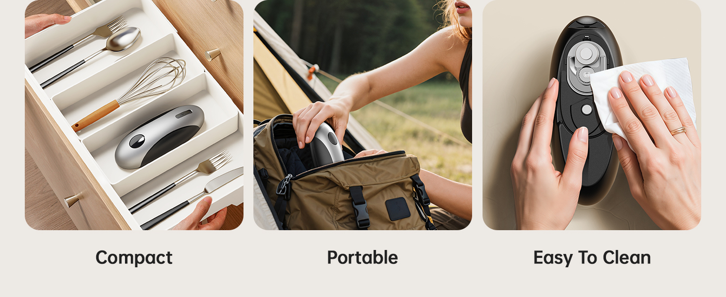 Rechargeable Electric Can Opener - Smooth Edge, One-Touch Automatic Can Opener for Seniors & Arthritis, Hands-Free Can Openers for Kitchen, Type-C Fast Charge, Compact Portable Can Openers