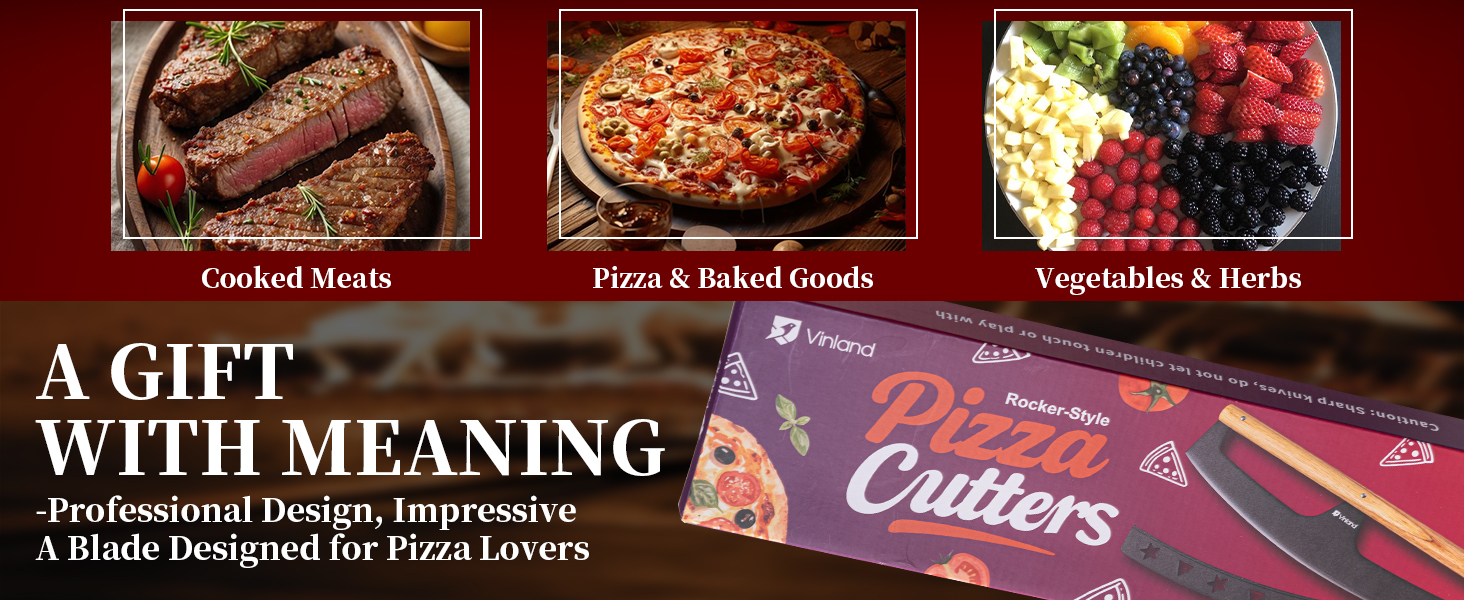 16-Inch Pizza Cutter Rocker Blade, Food Grade Stainless Steel Slicing Knife & Sharp, Rust-Proof, Stylish Rubberwood Wood Handle, Protective Cover - Professional Pizza Oven Accessories, Black