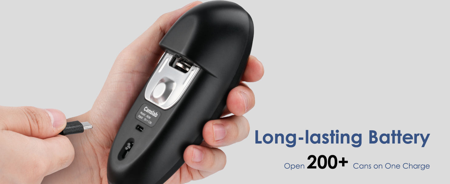 Canslab IRON Rechargeable Electric Can Opener: Wall-Mountable Easy Storage, Smart Auto Stop & LED Battery Track, Hands-Free Operation, Side Cut Smooth Edge, Stainless Steel Professional-Grade Blade