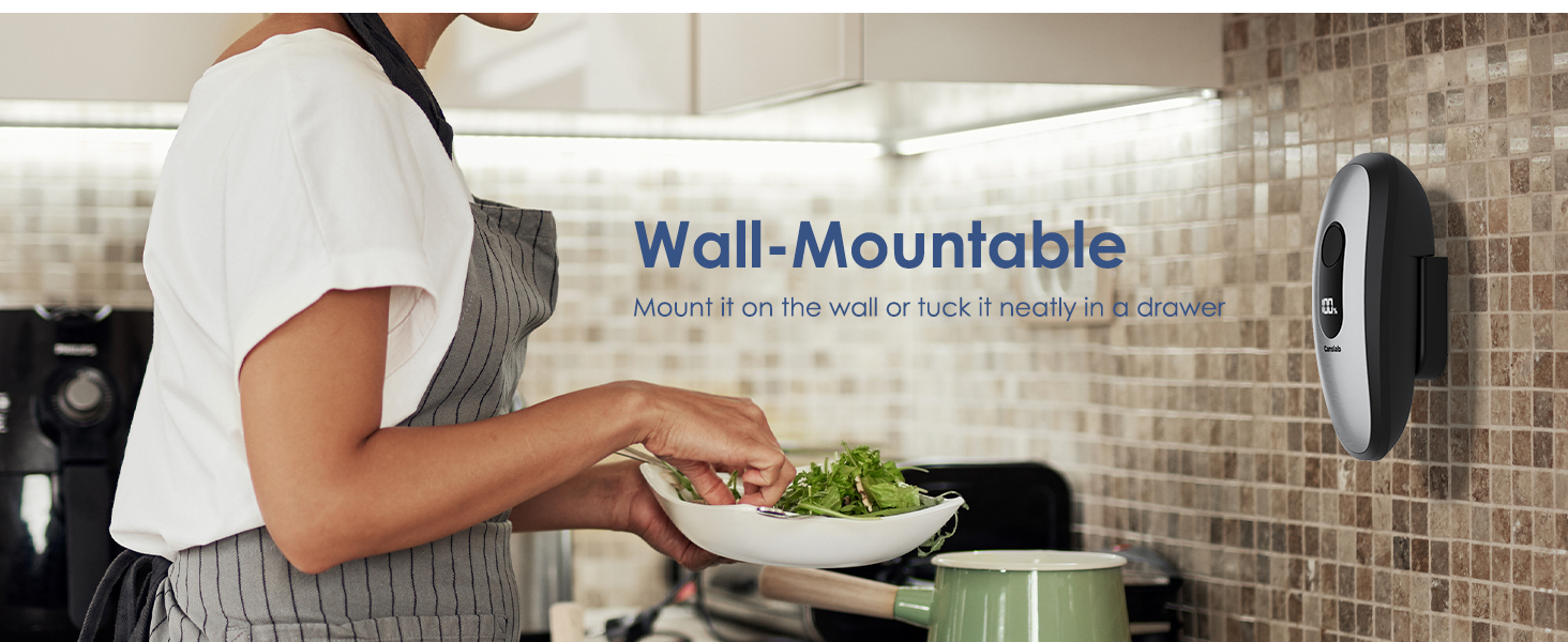 Canslab IRON Rechargeable Electric Can Opener: Wall-Mountable Easy Storage, Smart Auto Stop & LED Battery Track, Hands-Free Operation, Side Cut Smooth Edge, Stainless Steel Professional-Grade Blade