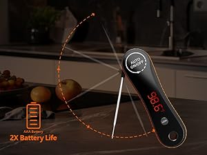 Meat Thermometer Digital Instant Read - Paysean Meat Thermometer with Auto Rotating Backlit Display, IP67 Waterproof for Cooking, Grilling, BBQ, Candy, Liquid, Beef - Gifts for Men/Chefs
