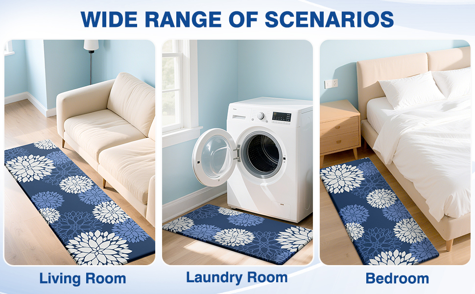 Kitchen Mats, 2PCS Non-Slip Cushioned Rugs, Anti-Fatigue Waterproof Floor Rug, Washable Standing Desk Mat, Home Laundry Office Apartment Decor and Accessories (17.3