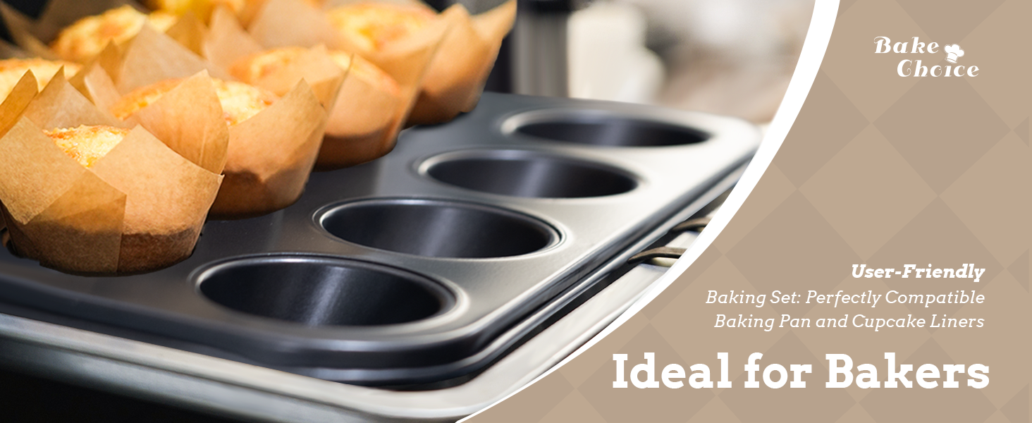 2 Pack Jumbo Muffin Pan for Baking, Extra Large Cupcake Pan includes 50 Natural Jumbo Cupcake Liners, Muffin Tin Nonstick 6 Cup, Baking Pans Set, Carbon Steel Baking Supplies