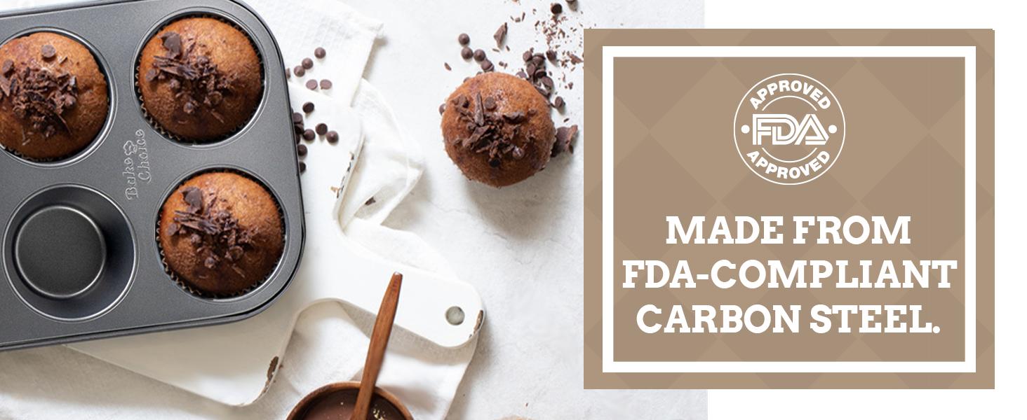 2 Pack Jumbo Muffin Pan for Baking, Extra Large Cupcake Pan includes 50 Natural Jumbo Cupcake Liners, Muffin Tin Nonstick 6 Cup, Baking Pans Set, Carbon Steel Baking Supplies