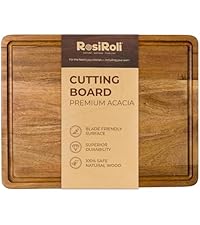 Acacia Wood Cutting Board for Kitchen, Set of 3 - Durable 1" Thick Chopping Boards with Juice Grooves & Handles for Prep & Serving, Impressive Gift for Housewarming, Christmas, and Home Chefs