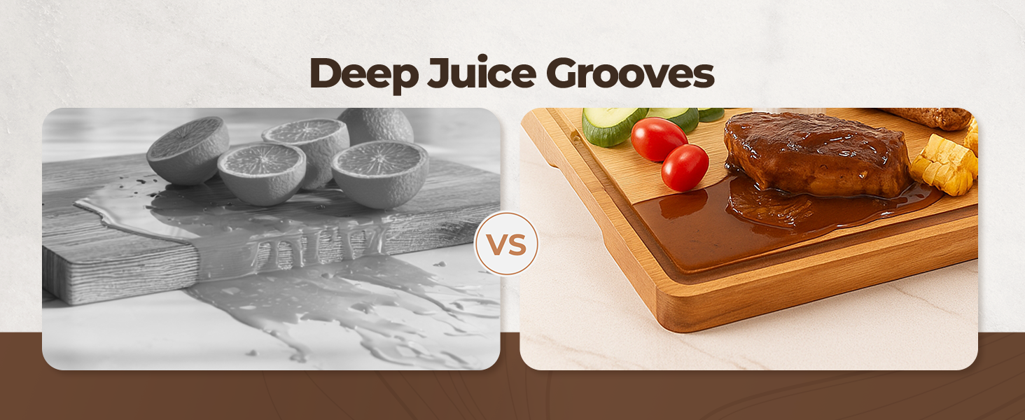 Acacia Wood Cutting Board for Kitchen, Set of 3 - Durable 1" Thick Chopping Boards with Juice Grooves & Handles for Prep & Serving, Impressive Gift for Housewarming, Christmas, and Home Chefs