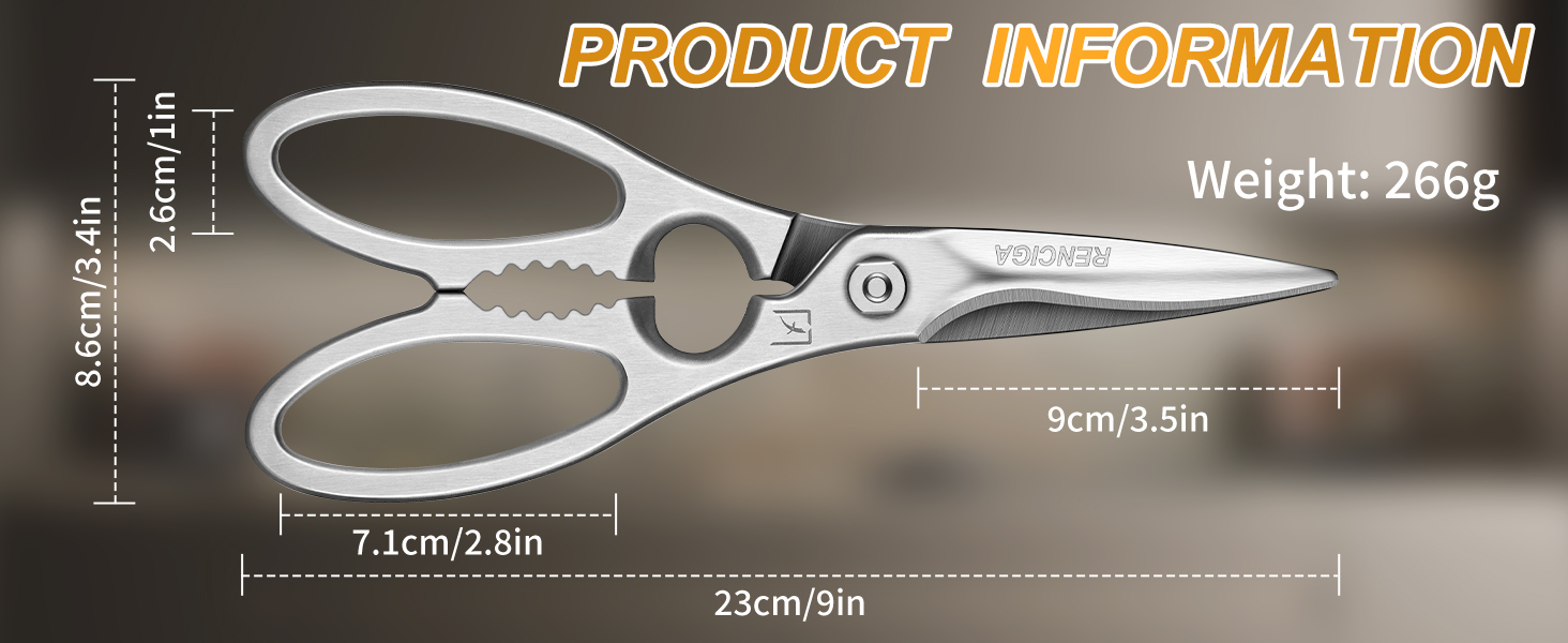 Kitchen Scissors Heavy Duty Ultra Sharp Multi-Purpose Kitchen Shears Stainless Steel Micro-Serrated Detachable Food Scissors for Chicken Poultry Meat Fish Herbs with Non-Slip Safe Grip