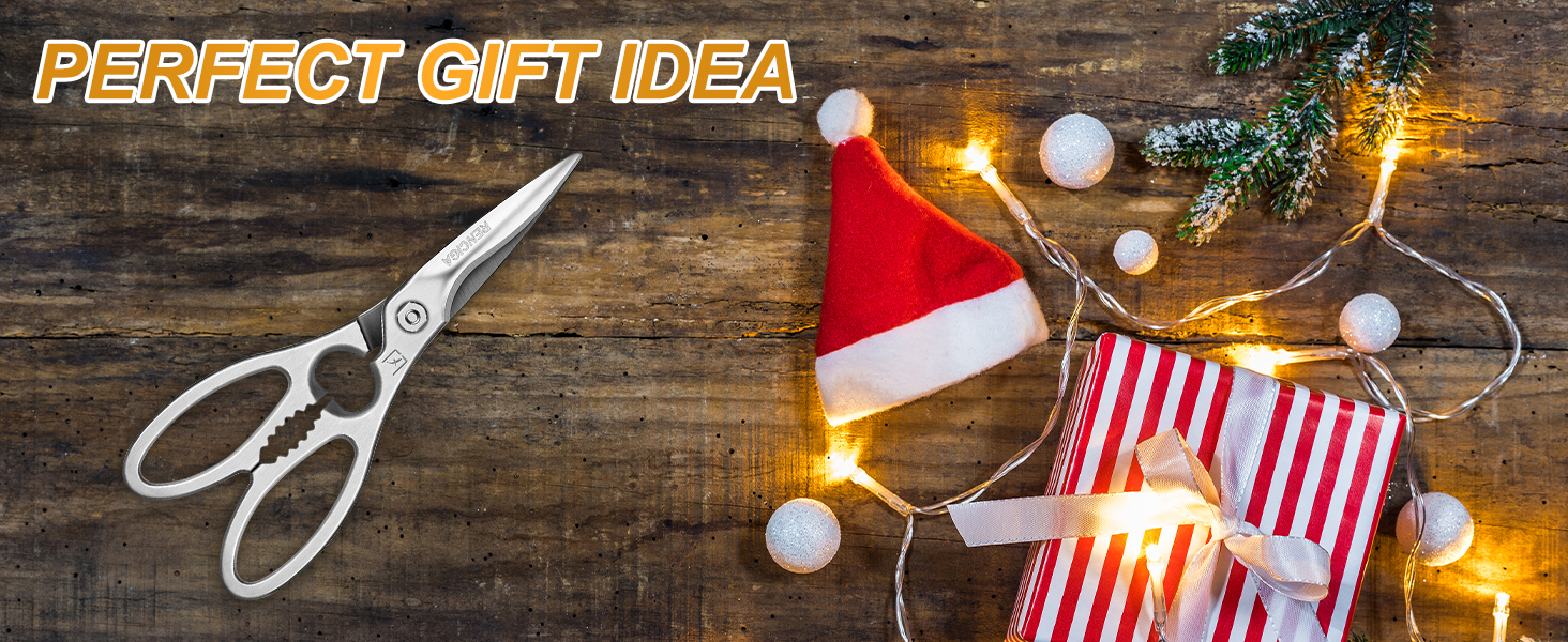 Kitchen Scissors Heavy Duty Ultra Sharp Multi-Purpose Kitchen Shears Stainless Steel Micro-Serrated Detachable Food Scissors for Chicken Poultry Meat Fish Herbs with Non-Slip Safe Grip