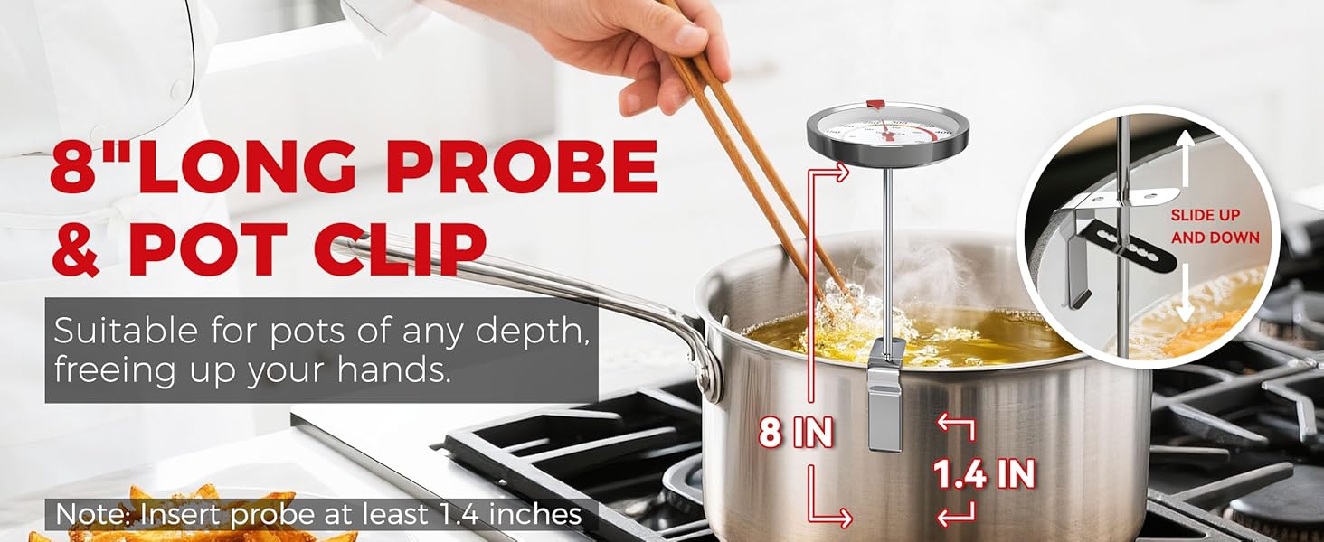 BOMATA 2-Pack Candy Thermometer with Pot Clip, Waterproof IP67 and 2.5