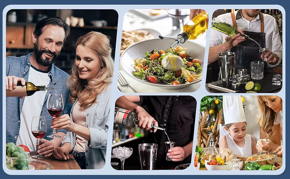 12 Pack Leak-Proof Dust Cap Wine Pourers,Stainless Steel Bottle Pourers for Alcohol, Olive Oil & Syrups- Fast, Controlled Pouring,Bar & Home Kitchen Accessories