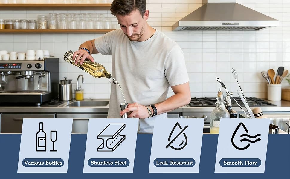 12 Pack Leak-Proof Dust Cap Wine Pourers,Stainless Steel Bottle Pourers for Alcohol, Olive Oil & Syrups- Fast, Controlled Pouring,Bar & Home Kitchen Accessories