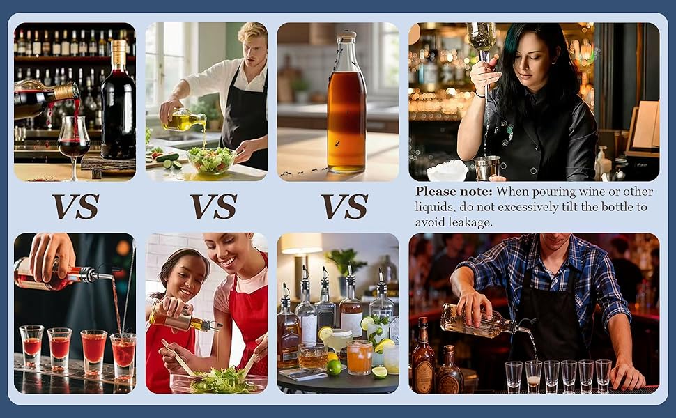 12 Pack Leak-Proof Dust Cap Wine Pourers,Stainless Steel Bottle Pourers for Alcohol, Olive Oil & Syrups- Fast, Controlled Pouring,Bar & Home Kitchen Accessories