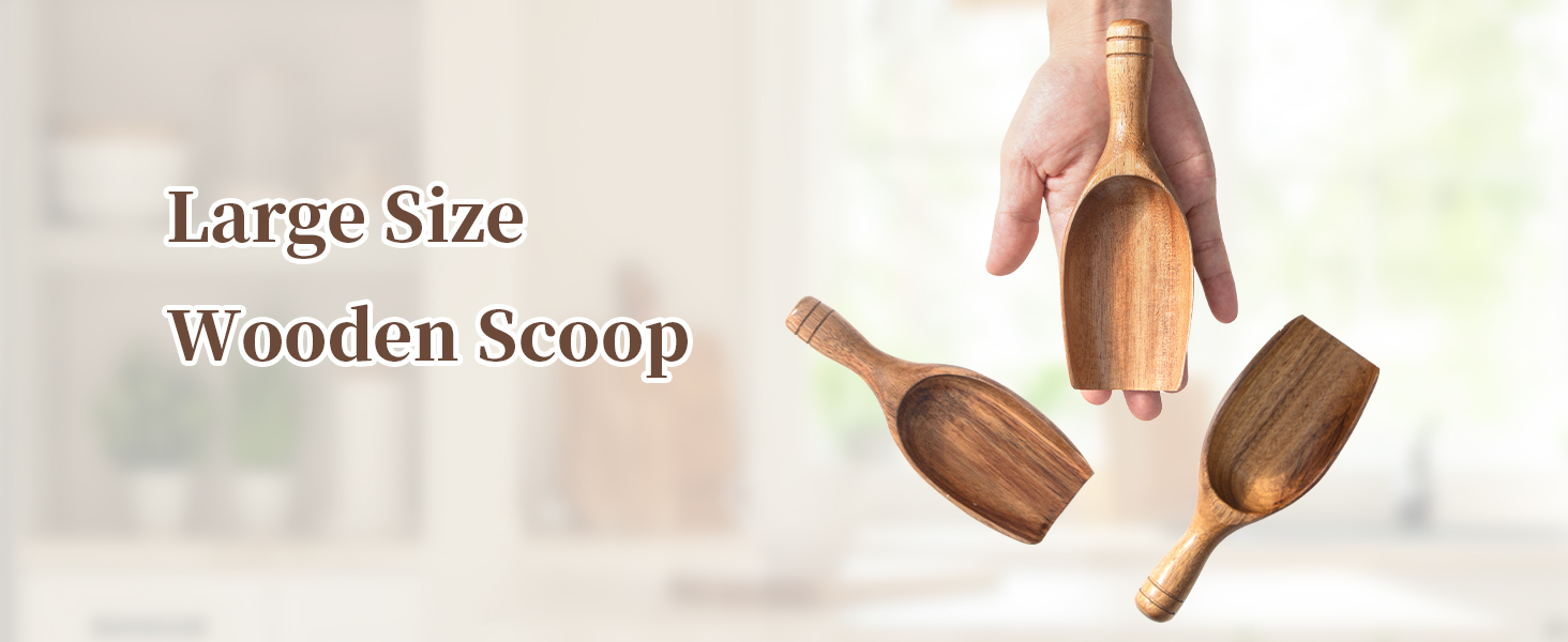 Big Wooden Coffee Scoop, 2pcs Large Coffee Scoops for Ground Coffee Beans, Acacia Wood Shovel Spoons Multipurpose for Jars Canisters,Kitchen Scooping Tool Salts Spice Pepper Powder Tea Shovels