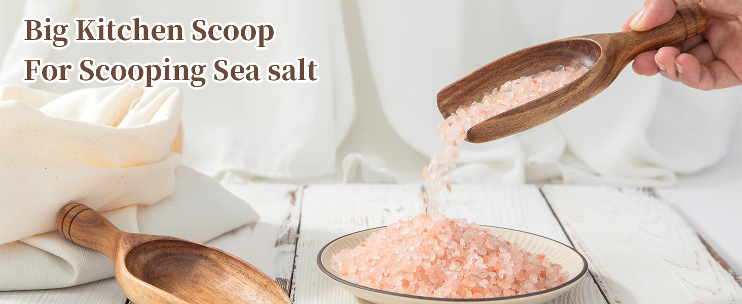 Big Wooden Coffee Scoop, 2pcs Large Coffee Scoops for Ground Coffee Beans, Acacia Wood Shovel Spoons Multipurpose for Jars Canisters,Kitchen Scooping Tool Salts Spice Pepper Powder Tea Shovels