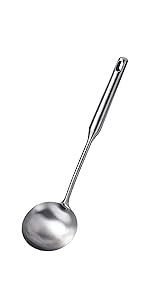 Slotted Spoon, Stainless Steel Strainer Metal Skimmer Spoon for Cooking, Long Handle Food Strainer, Kitchen Utensil Large Fryer Scoop with Holes for Draining Stirring Serving Frying