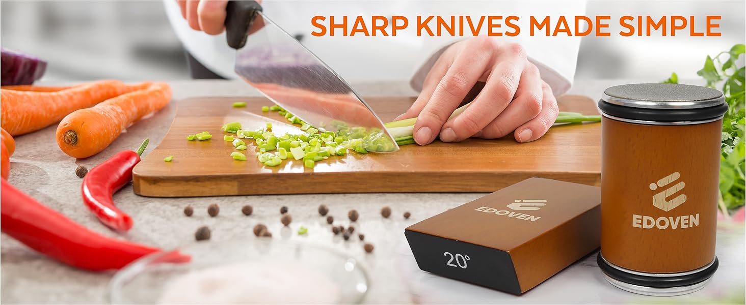 Knife Sharpener Tool – Rolling Knife Sharpener Kit with Diamond & Ceramic Discs, Magnetic 15° & 20° Angle Guide, Manual Kitchen Knife Sharpener for Steel Knives, Ideal Gift