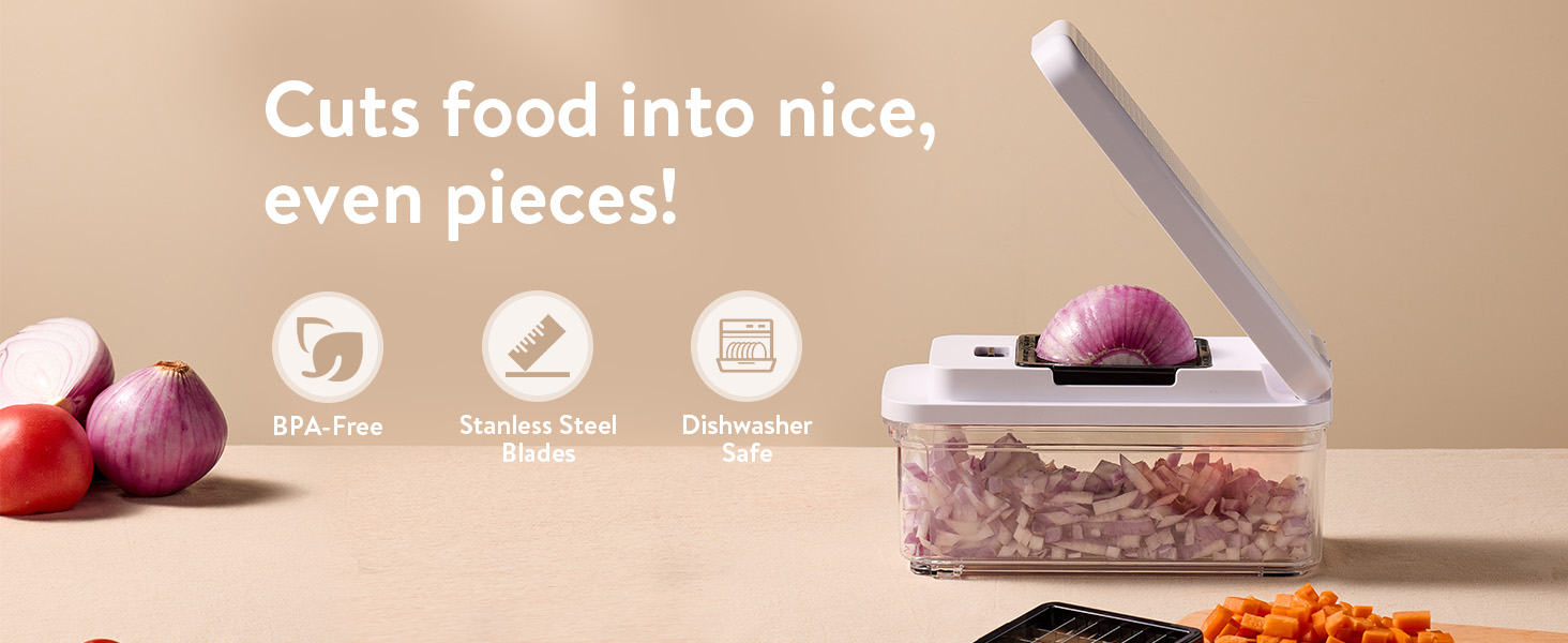 CAROTE Mandoline Slicer Vegetable Chopper with Container, Food Chopper Vegetable Cutter, Cheese Graters, Dicer for Kitchen, BPA-Free Kitchen Gadgets with Safety Holder