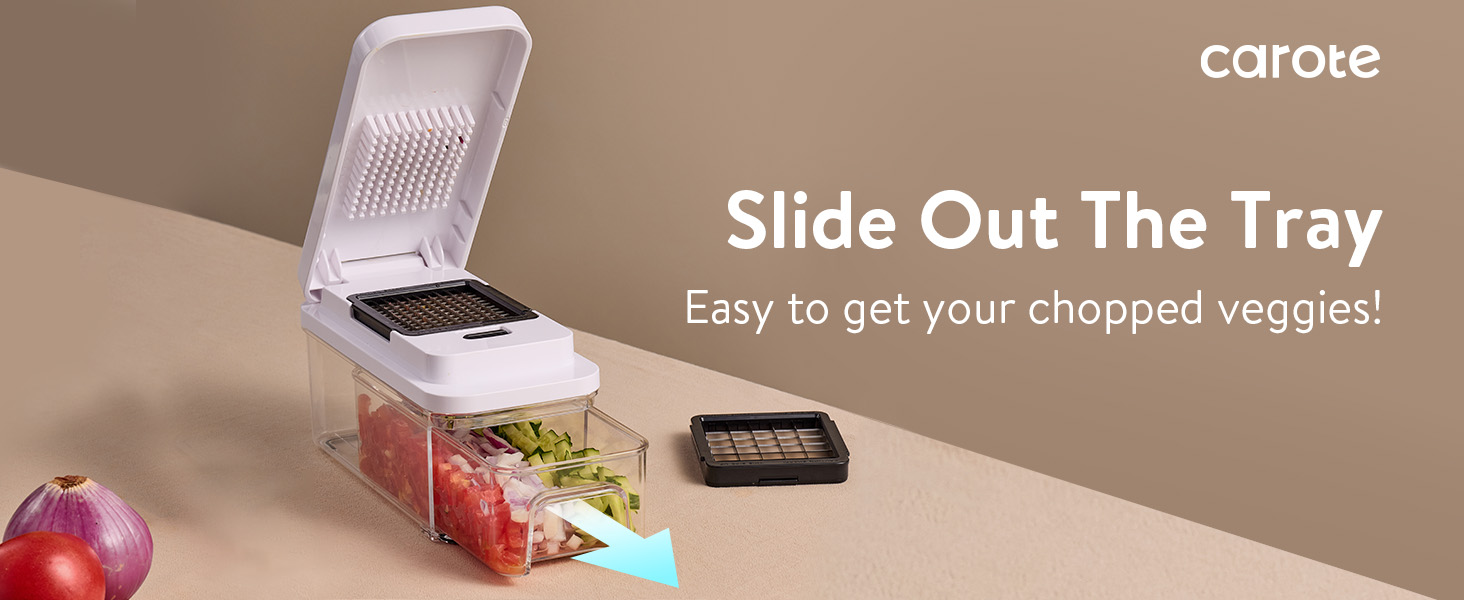 CAROTE Mandoline Slicer Vegetable Chopper with Container, Food Chopper Vegetable Cutter, Cheese Graters, Dicer for Kitchen, BPA-Free Kitchen Gadgets with Safety Holder