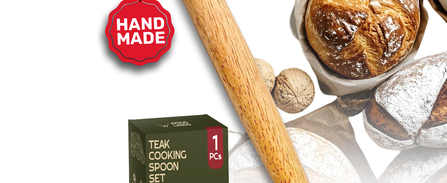 Danish Dough Whisk for sourdough 13 Inch - 304 Stainless Steel Hook with Long Wooden Handle – Essential bread whisk, artisan mixing & bread making