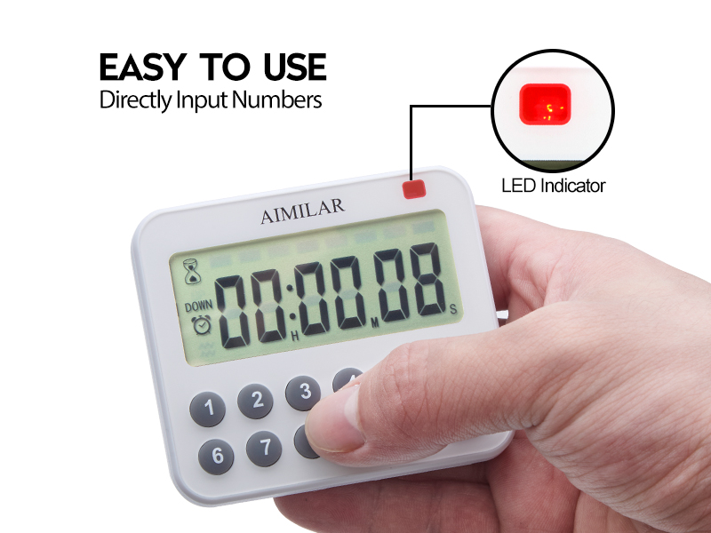 Digital Countdown Kitchen Timer - AIMILAR Magnetic Count Up Down Cooking Timer with Magnet Back Loud Alarm Directly Input Hours Minutes and Seconds