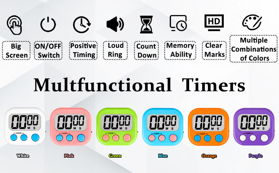 ZILLEEN Classroom Timers for Kids Classroom Magnetic Digital Kitchen Timers for Cooking Teachers Gym Game 6 Pcs